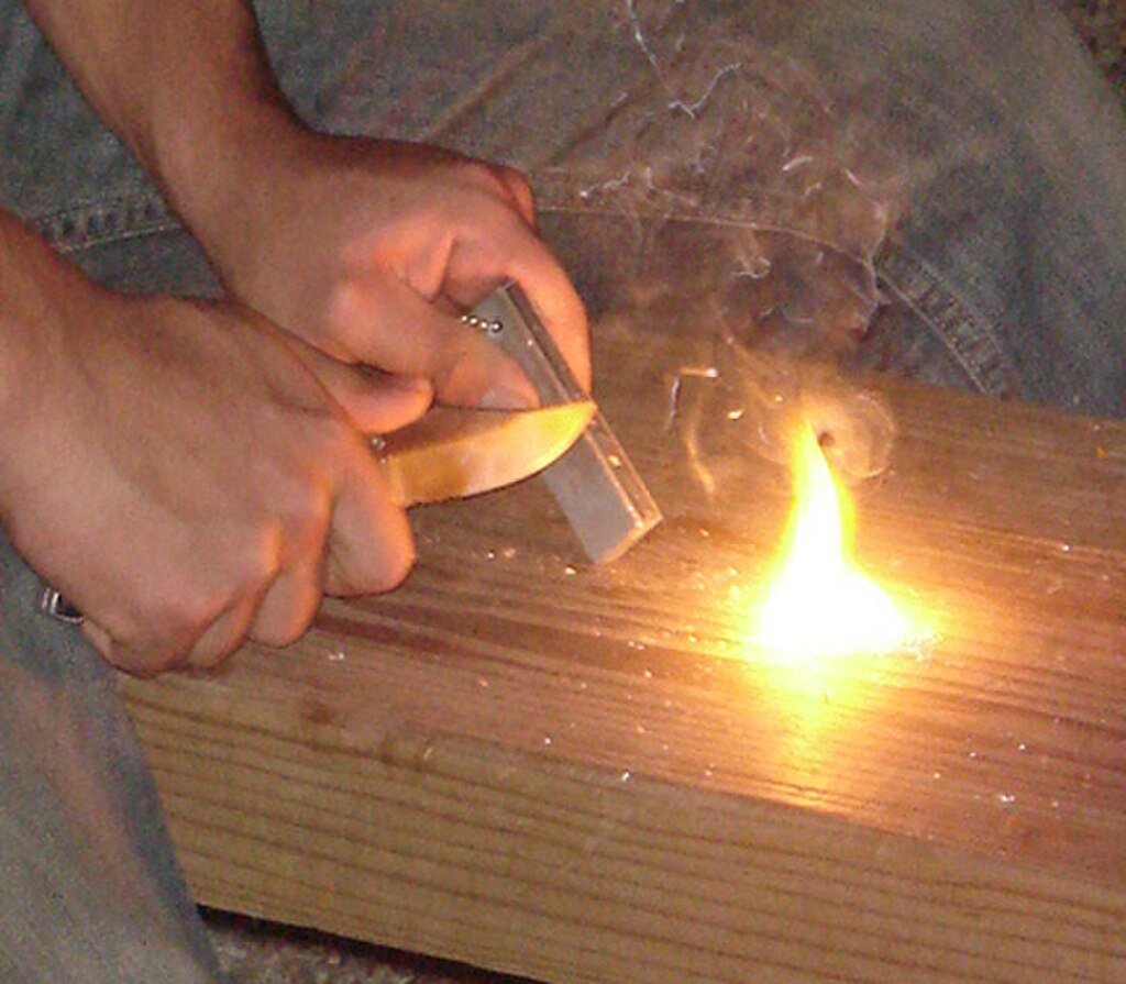 Sparks flying from burning magnesium
